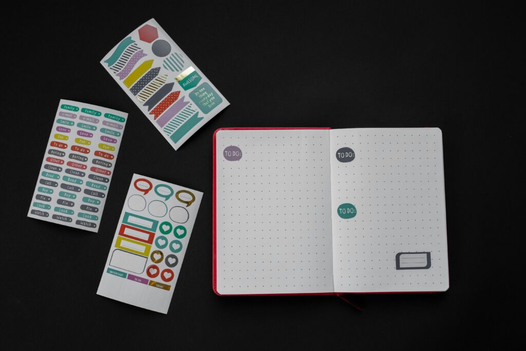 SaaS SEO checklist notebook with to-do labels
